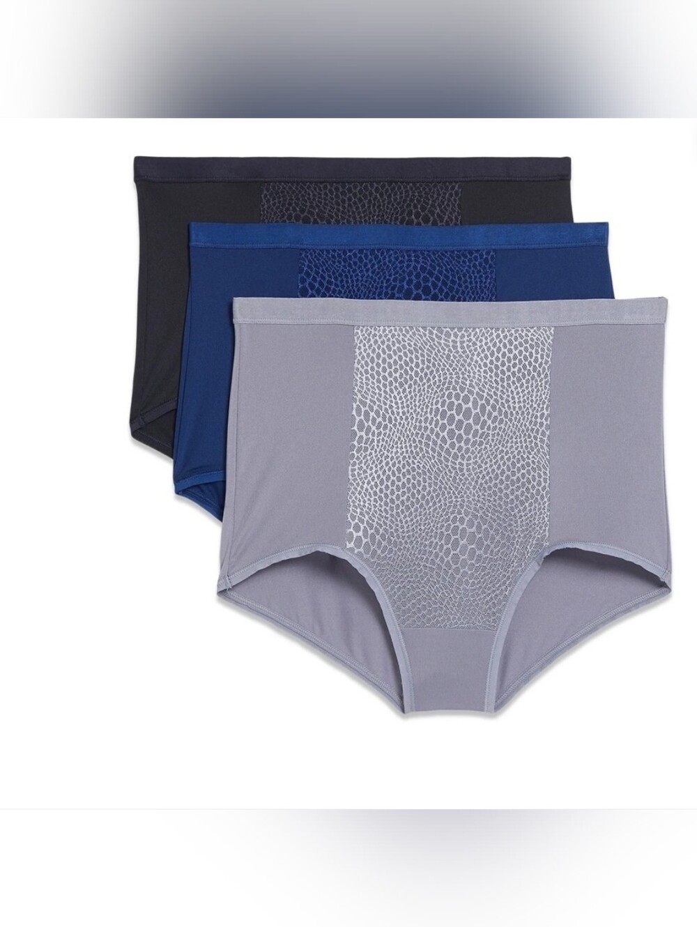 Warners Tummy Smoothing Microfiber Briefs - Lavender, Navy, Coral (3-Pack) T15